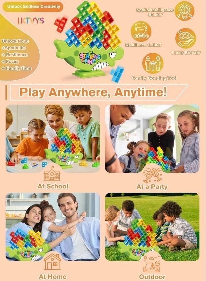 48-Piece Montessori Dinosaur Stacking Blocks—Educational Balance Building Blocks Toy, Perfect for Eid al-Fitr, Eid al-Adha, and Birthday Celebrations - Image 4