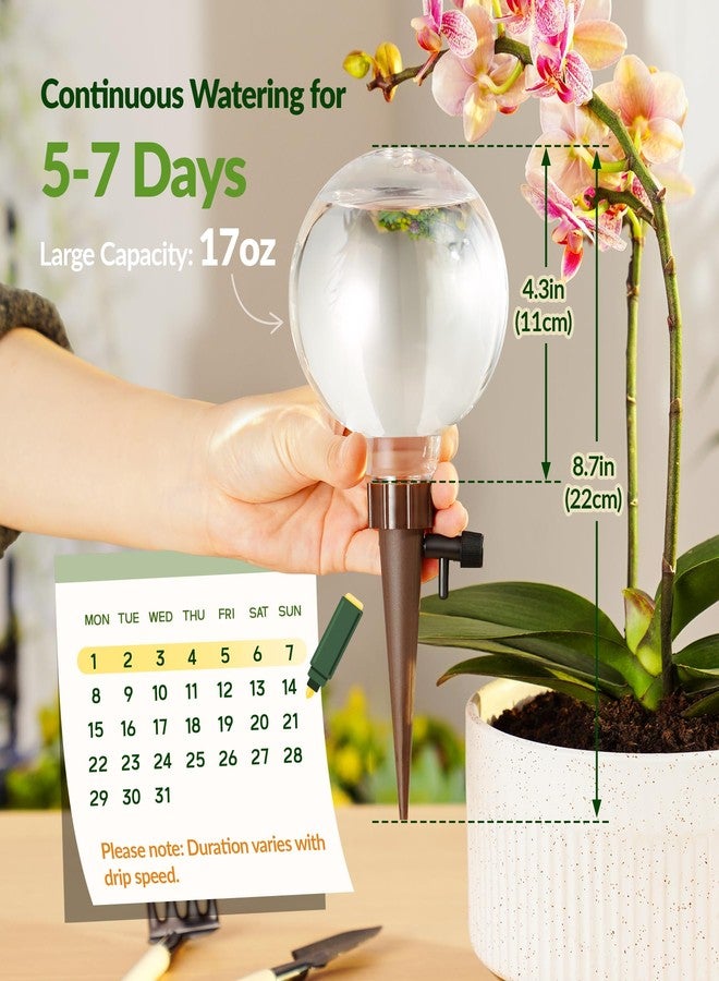 NiHome Plant Self-Watering Globes for Busy Individuals & Travelers, Long-Lasting Moisture Consistent Dripper Spike for Indoor & Outdoor Plants, Adjustable Flow Valve Easy to Refill & Maintain (2-Pack) - Image 3