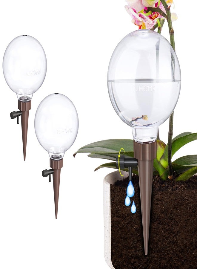 NiHome Plant Self-Watering Globes for Busy Individuals & Travelers, Long-Lasting Moisture Consistent Dripper Spike for Indoor & Outdoor Plants, Adjustable Flow Valve Easy to Refill & Maintain (2-Pack) - Image 1