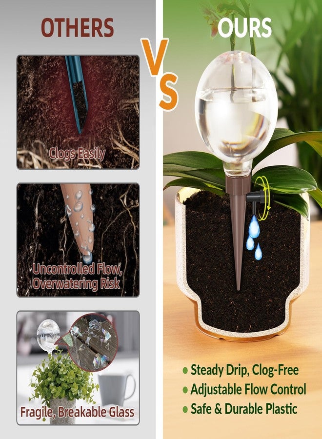 NiHome Plant Self-Watering Globes for Busy Individuals & Travelers, Long-Lasting Moisture Consistent Dripper Spike for Indoor & Outdoor Plants, Adjustable Flow Valve Easy to Refill & Maintain (2-Pack) - Image 5
