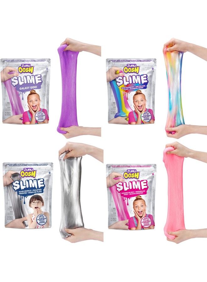 ZURU Oosh Oosh Slime Medium Foilbag 500G (4 Pack) By Zuru Gooey Slime And Epic Stretchy Slime For Girls And Kids (Rainbow Pink Purple Silver) - Image 1