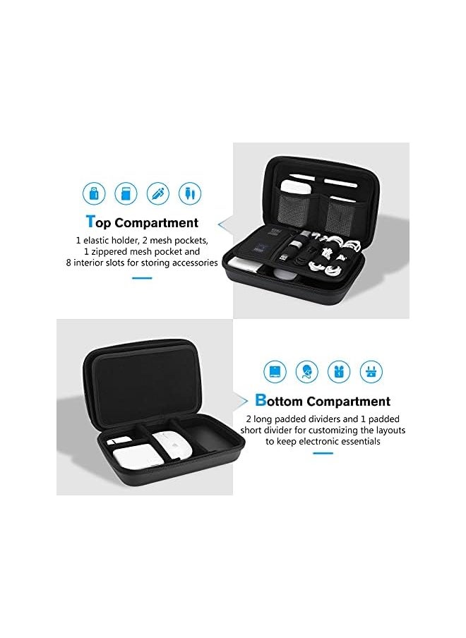 Procases - Hard Travel Electronic Organizer Case for MacBook Power Adapter Chargers Cables Power Bank Apple Magic Mouse Apple Pencil USB Flash Disk SD Card Small Portable Accessories Bag -Black - Image 1