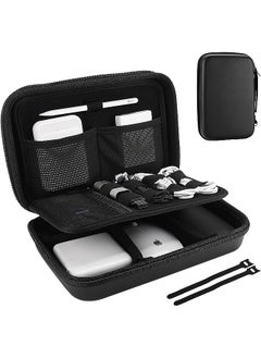 Hard Travel Electronic Organizer Case for MacBook Power Adapter Chargers Cables Power Bank Apple Magic Mouse Apple Pencil USB Flash Disk SD Card Small Portable Accessories Bag -Black