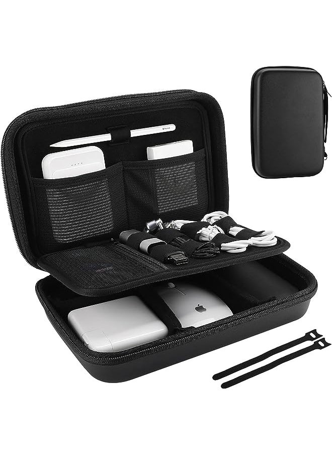 Procases - Hard Travel Electronic Organizer Case for MacBook Power Adapter Chargers Cables Power Bank Apple Magic Mouse Apple Pencil USB Flash Disk SD Card Small Portable Accessories Bag -Black - Image 1
