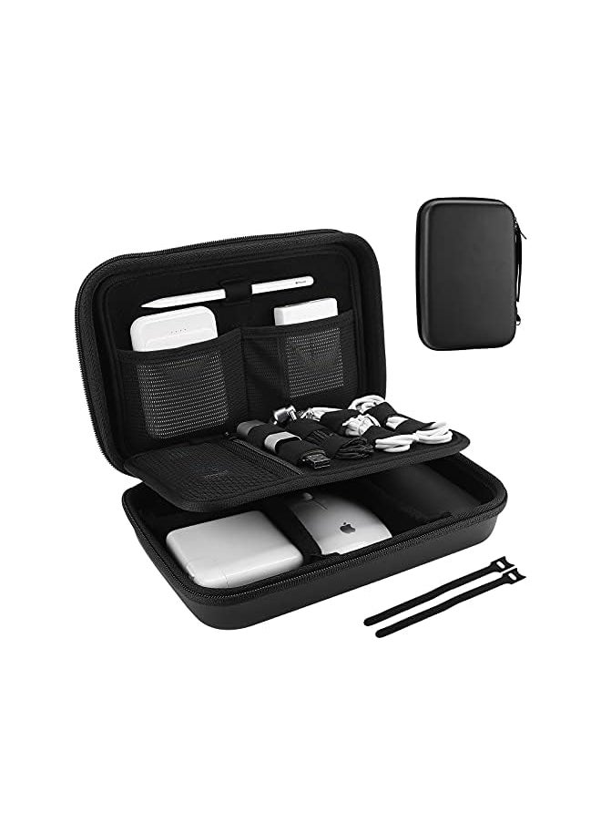 Procases - Hard Travel Electronic Organizer Case for MacBook Power Adapter Chargers Cables Power Bank Apple Magic Mouse Apple Pencil USB Flash Disk SD Card Small Portable Accessories Bag -Black - Image 1