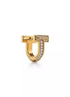 Tiffany & Co. Tiffany T T1 Half Pavé Diamond Huggie Earrings in Yellow Gold  - Image 3