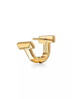 Tiffany & Co. Tiffany T T1 Half Pavé Diamond Huggie Earrings in Yellow Gold  - Image 5