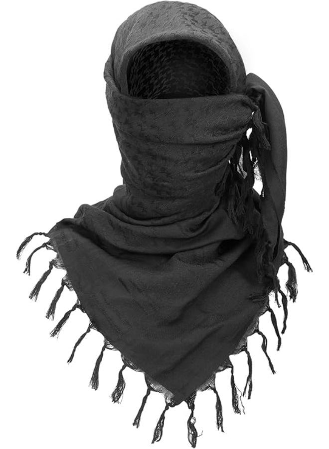 jaexest Shemagh Keffiyeh Desert Scarf, 100% Cotton Black Check Tassel Fringe Head Wrap, Traditional Saudi Arabian Hijab Scarf for Men & Women, Windproof Sand Proof Outdoor Head Cover - Image 2