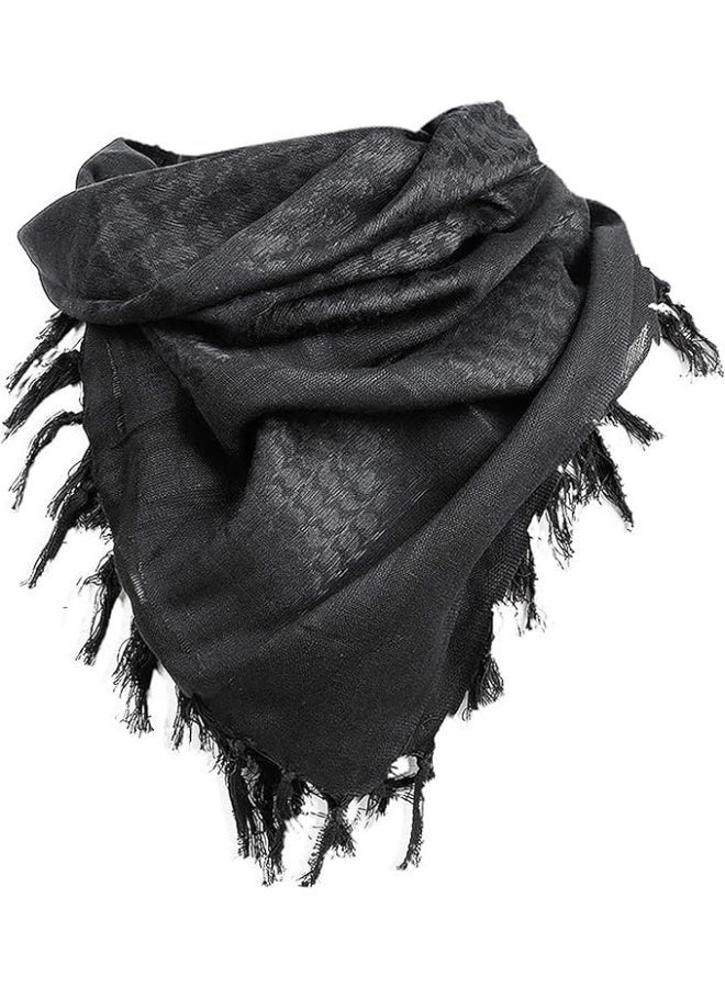jaexest Shemagh Keffiyeh Desert Scarf, 100% Cotton Black Check Tassel Fringe Head Wrap, Traditional Saudi Arabian Hijab Scarf for Men & Women, Windproof Sand Proof Outdoor Head Cover - Image 3