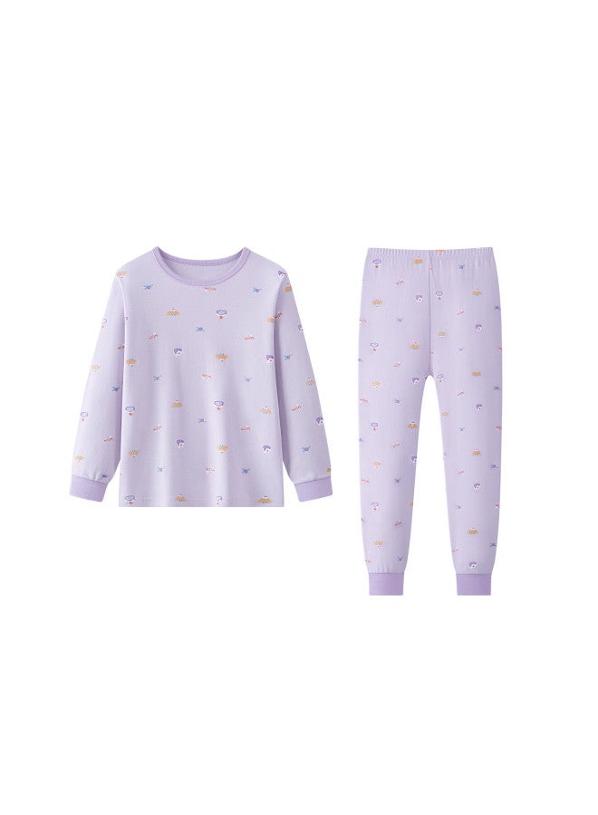 Deesha Girls' Pure Cotton Thermal Underwear Set, 7a Antibacterial, 40s Tight Spun, Autumn Long Johns For Older Children