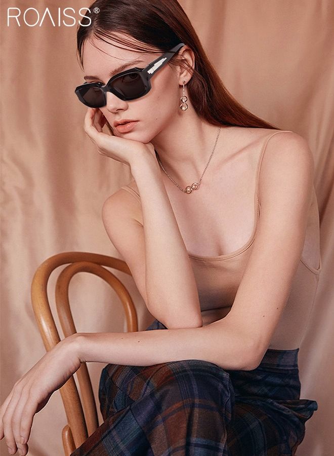 roaiss Polarized Rectangle Sunglasses for Women UV400 Protection Sun Glasses with PC Frame Fashion Anti-glare Sun Shades with Glasses Case 55mm Black  - Image 2