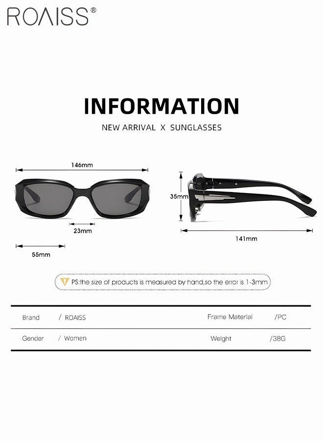 roaiss Polarized Rectangle Sunglasses for Women UV400 Protection Sun Glasses with PC Frame Fashion Anti-glare Sun Shades with Glasses Case 55mm Black  - Image 4