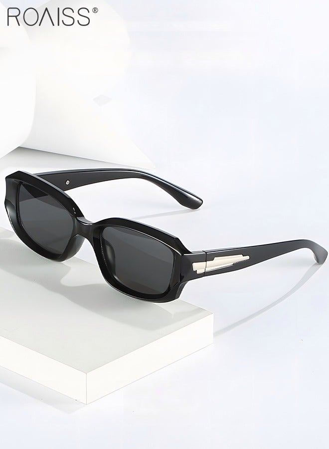 roaiss Polarized Rectangle Sunglasses for Women UV400 Protection Sun Glasses with PC Frame Fashion Anti-glare Sun Shades with Glasses Case 55mm Black  - Image 3