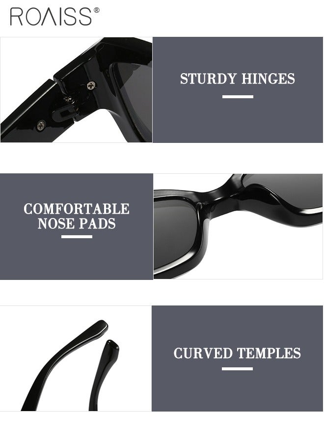 roaiss Polarized Rectangle Sunglasses for Women UV400 Protection Sun Glasses with PC Frame Fashion Anti-glare Sun Shades with Glasses Case 55mm Black  - Image 5