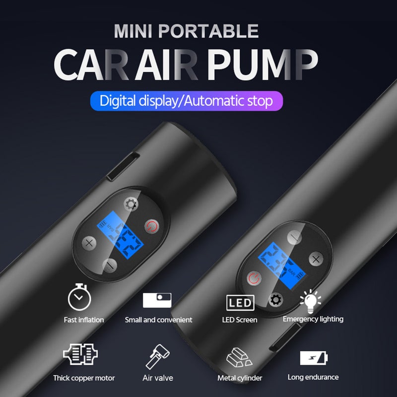 Portable Tire Air Pump with LED Digital Screen 150 PSI Wireless Rechargeable Air Compressor 12V Tire Inflator with Preset Pressure Auto Stop Emergency LED Light Multifunction Air Pump for Car Motorbike Bicycle Basketball Inflatables - Image 5