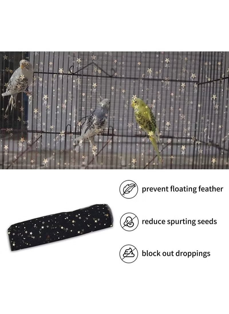 Realfrog Large Bird Cage Cover, Bird Cage Seed Catcher, Adjustable Soft Nylon Mesh Net with Twinkle Moon Star, Birdcage Cover Skirt Seed Guard for Parrot Parakeet Macaw Round Square Cages  - Image 3