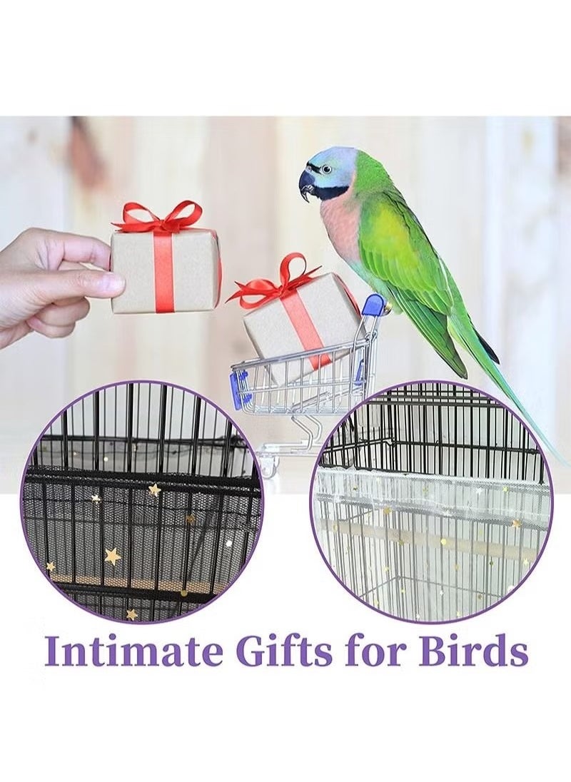 Realfrog Large Bird Cage Cover, Bird Cage Seed Catcher, Adjustable Soft Nylon Mesh Net with Twinkle Moon Star, Birdcage Cover Skirt Seed Guard for Parrot Parakeet Macaw Round Square Cages  - Image 2