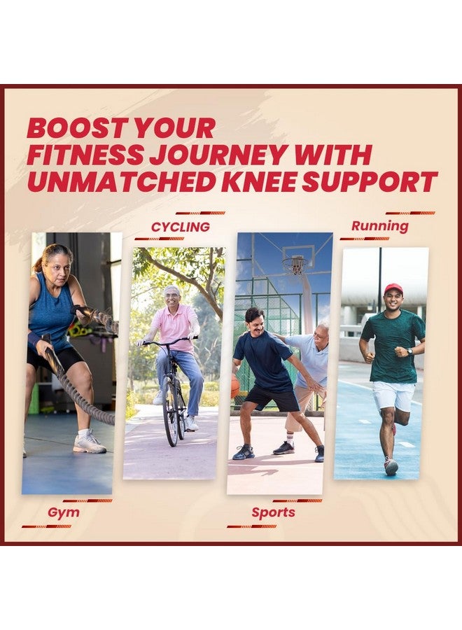 AGEasy (Max Group) Kneecap for Men & Women | Knee Support for Gym, Sports & Pain Relief | 4-Way Stretch, Anti-Slip, Inner Cotton Lining for Comfort | Knee Sleeves for Squats, Running & Cycling (Black-Grey, L) - Image 5
