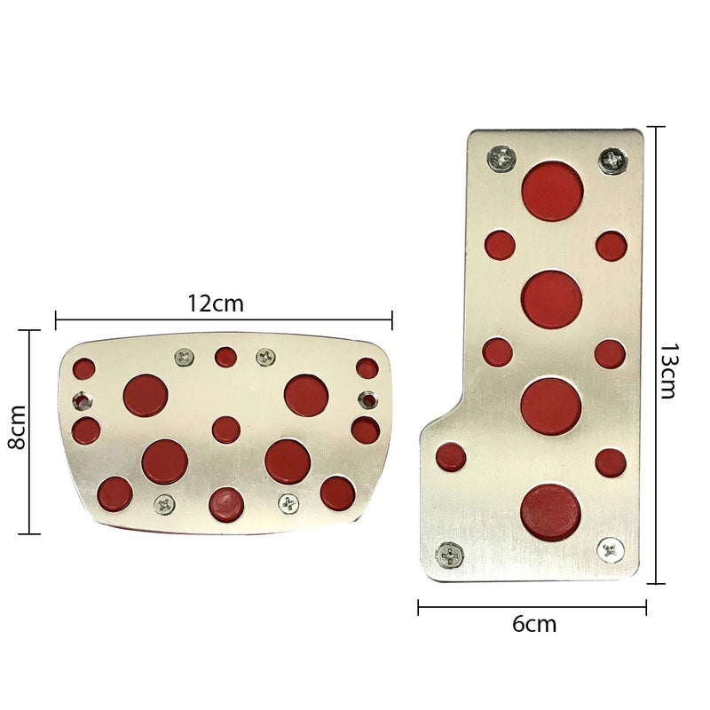 Oshotto 2 Pcs Non-Slip Automatic Transmission CS-04 Car Pedals Kit Pad Covers Set Compatible with Maruti Suzuki Swift (Red, Chrome) - Image 5