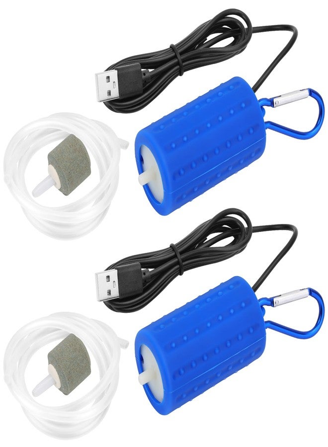 MakerHawk 2 Pcs Aquarium Air Pump Fish Tank Small USB Air Pump Quiet with Tubing, Air Stones, Buckle 1.5W - Image 1