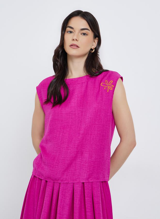 تايك تو طقم بلوزة وتنورة ماكسي مطرزة بالزهور - Image 2