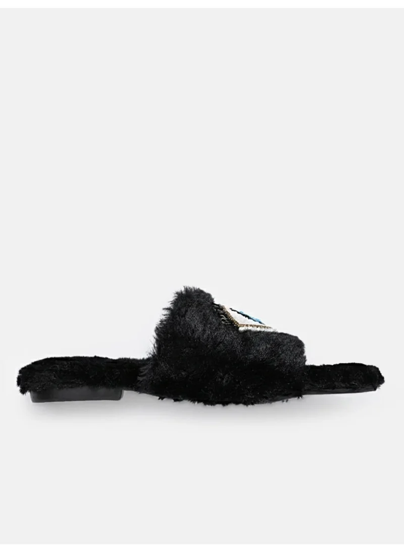 ZORIWORLD  Buttereye Chic Indoor Slipper Slides Soft Vegan Fur & Lightweight Cushioned Sole Hand-Beaded Design for Women | Best Price UAE