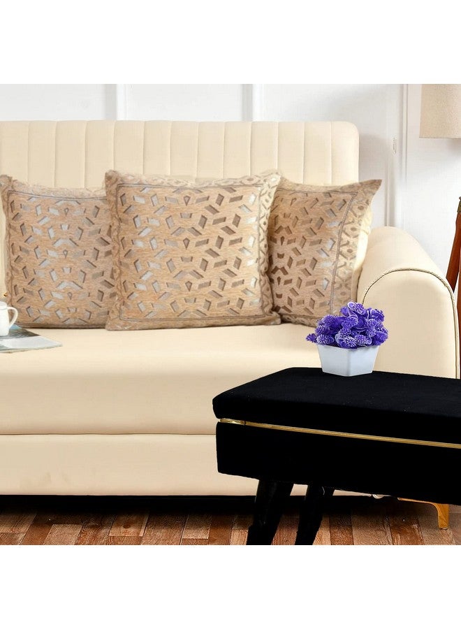 DECOMIZER DECOMIZER Jacquard Geomteric Cushion Covers 24 Inch X 24 Inch Set Of 3 Ethnic Motifs 240 TC Cushion Covers,Design- Bricks,Color- Beige  - Image 1