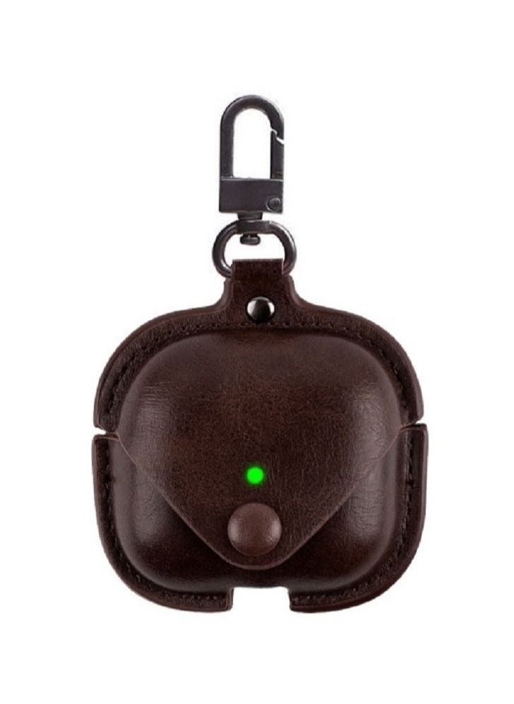 Generic - Airpods 3 Leather Case Shockproof Cover with Keychain Compatible with Apple Airpods 3rd Generation Dark Brown - Image 1