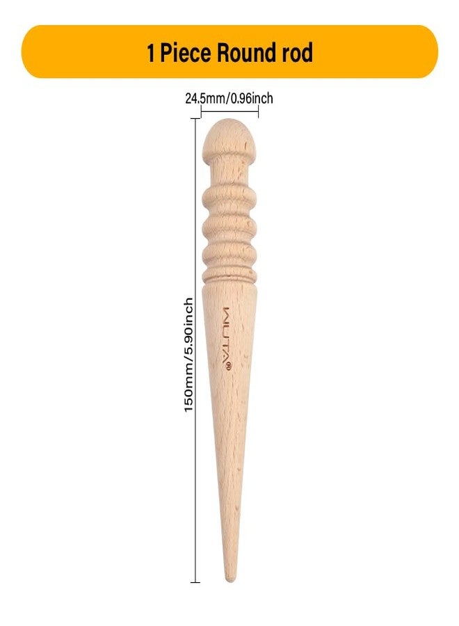 WUTA Wood Leather Edge Burnisher Leather Polished Grinding Set Updated Smooth Grooves Leather Edge Slicker Leathercraft Tools(Round) - Image 2