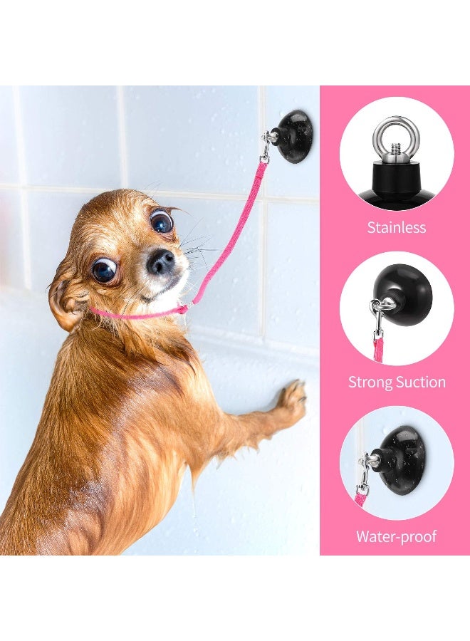 Frienda 4 Pcs Dog Bathing Tether with Suction Cup Cat Restraint for Bathing Dog Grooming Tub Restraint Loops Adjustable Cat Fixed Safety Rope for Pet Shower Grooming HelperBlue Black Pink - Image 4