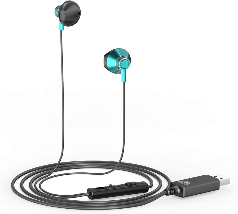 OKCSC U200 USB Headset with Mic for Computer,Noise Cancelling with Audio Controls for Laptop,Wired Cable 79Inch & Lightweight for PC,Home or Office Live,Call Center,Skype,VIOP,Online Meeting Green - Image 1
