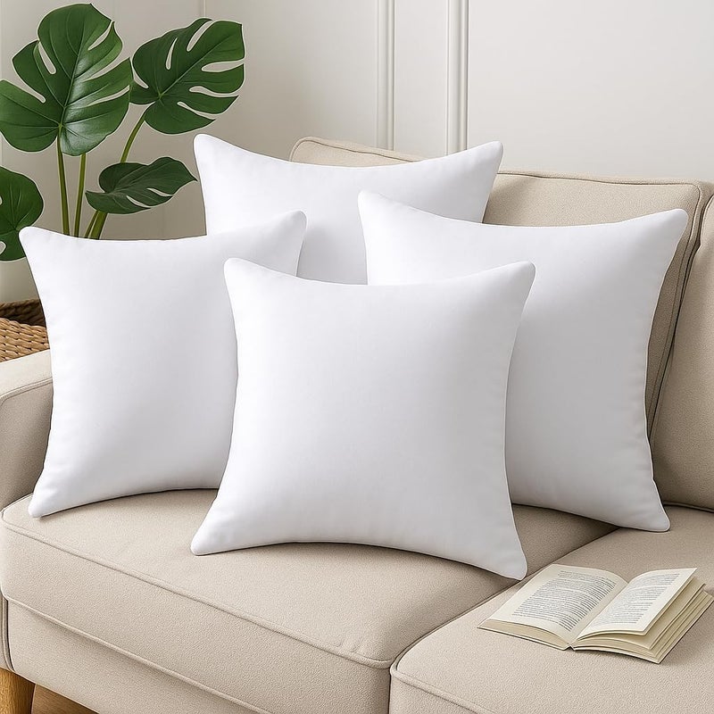 Harmony Home Luxury Cushion Filler, Decorative Pillow Inserts (Pack of 4, White) - Square Indoor Bed and Couch Pillows - Hollowfibre Cushion Fillers (Pack of 4, 50 x 50 cm) - Image 1