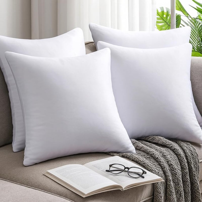 Harmony Home Luxury Cushion Filler, Decorative Pillow Inserts (Pack of 4, White) - Square Indoor Bed and Couch Pillows - Hollowfibre Cushion Fillers (Pack of 4, 50 x 50 cm) - Image 2