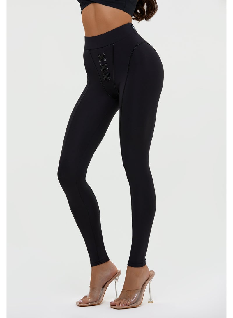 Bona Fide Premium High Waisted Leggings for Women – Tummy Control Leggings with Lace-Up Design - Image 4