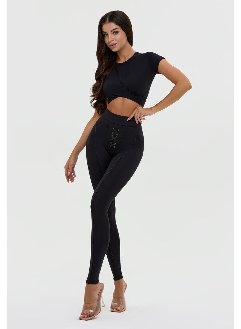 Bona Fide Premium High Waisted Leggings for Women – Tummy Control Leggings with Lace-Up Design - Image 5