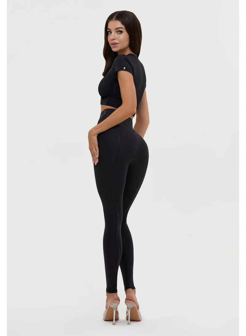 Bona Fide XXX Leggins Black Bona Fide Premium High Waisted Leggings for Women – Tummy Control Leggings with Lace-Up Design for Women | Best Price UAE