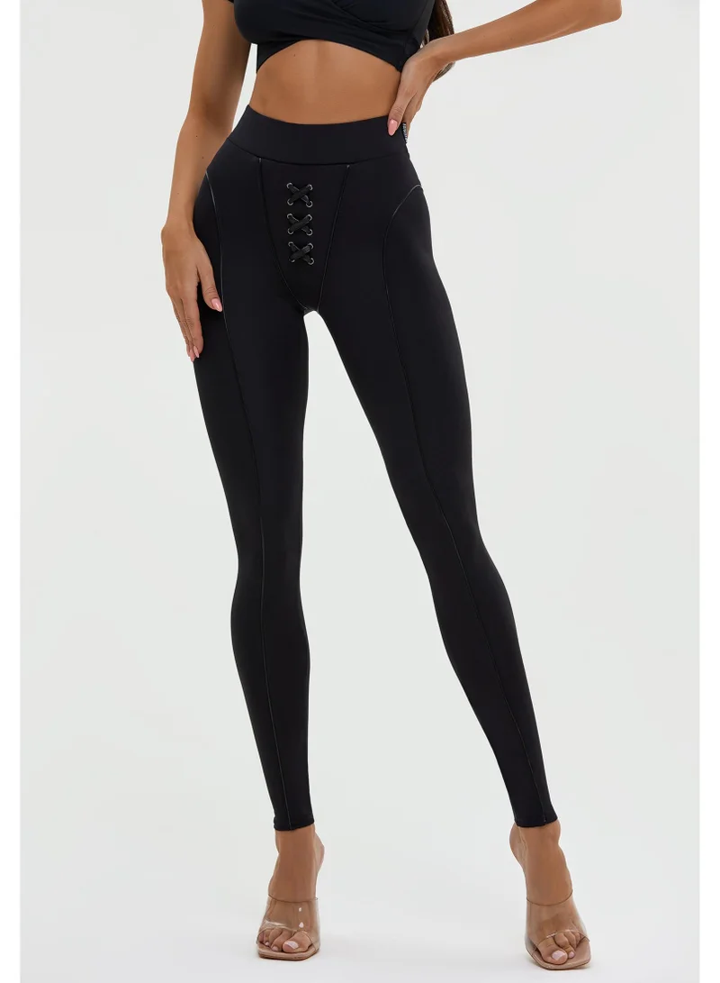 Bona Fide Bona Fide Premium High Waisted Leggings for Women – Tummy Control Leggings with Lace-Up Design