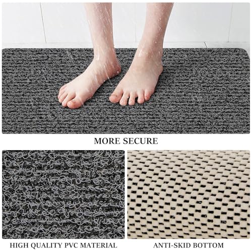 LuxStep Shower Mat Bathtub Mat,24x16 inch, Non-Slip Bath Mat with Drain, Quick Drying PVC Loofah Bathmat for Tub,Shower,Bathroom (Phthalate Free,Black) - Image 3