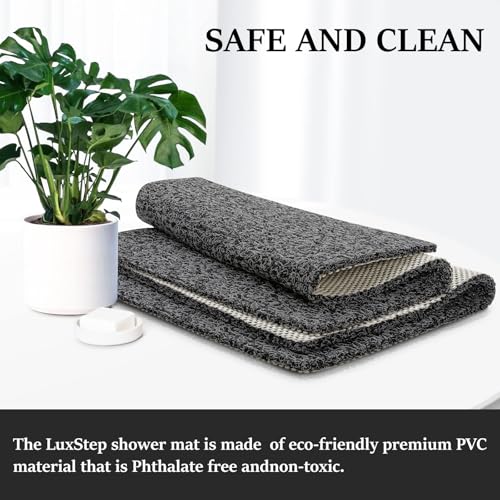 LuxStep Shower Mat Bathtub Mat,24x16 inch, Non-Slip Bath Mat with Drain, Quick Drying PVC Loofah Bathmat for Tub,Shower,Bathroom (Phthalate Free,Black) - Image 4