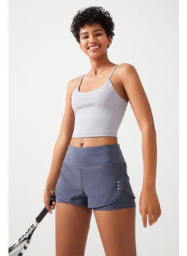 Los Ojos Women's Anthracite 2 Layer Sports Shorts - Tights with Shorts 2in1  - Image 3
