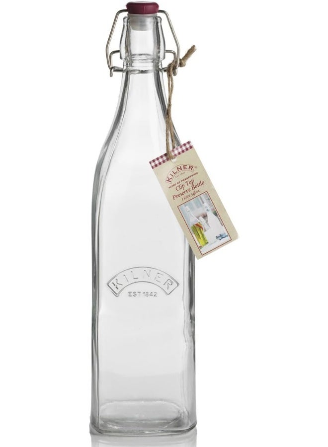 Kilner زجاجة تخزين شفافة 1 لتر من كيلنر - بغطاء مشبك - Image 1