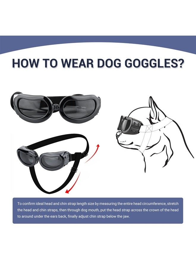 PETLESO Dog Sunglasses Small Breed, UV Protection Small Dog Goggles, Wind Dust Proof Small Goggles with Adjustable Straps, Black - Image 2