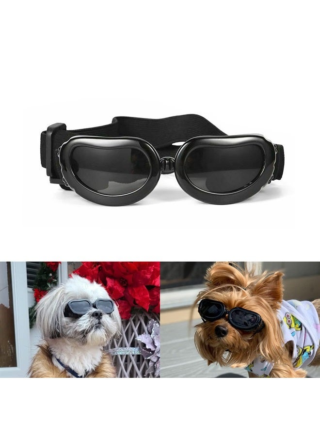PETLESO Dog Sunglasses Small Breed, UV Protection Small Dog Goggles, Wind Dust Proof Small Goggles with Adjustable Straps, Black - Image 1