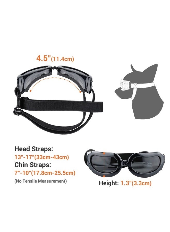 PETLESO Dog Sunglasses Small Breed, UV Protection Small Dog Goggles, Wind Dust Proof Small Goggles with Adjustable Straps, Black - Image 3