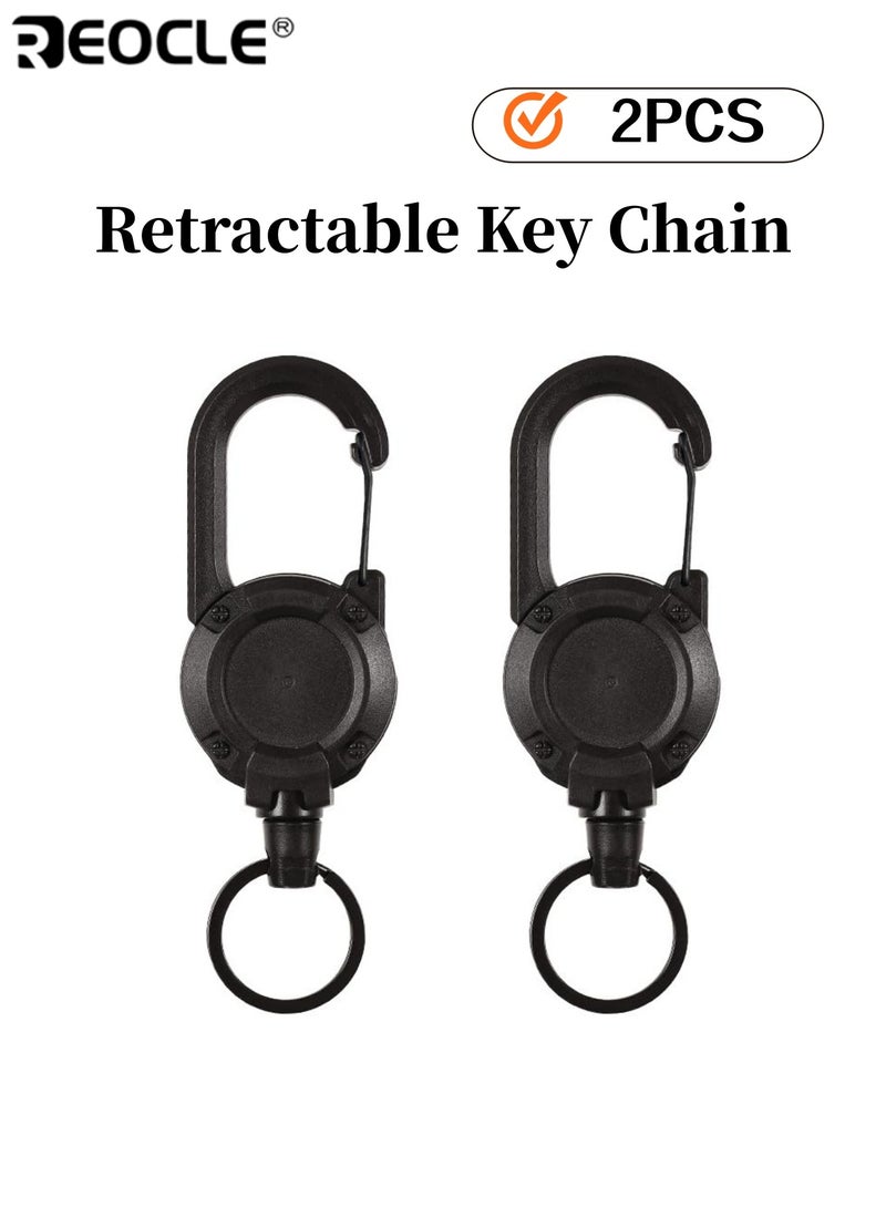 ريوكل طقم ٢ سلسلة مفاتيح قابلة للسحب حبل سلك مع رباط وحلقة تسلق حزام مضاد للفقدان حامل مفاتيح خارجي مناسب للتخييم التنزه والصيد - Image 1