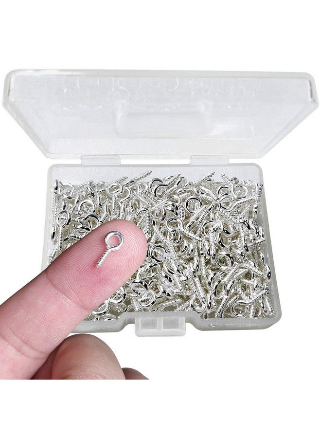 TTSAM 300Pcs Small Screw Eye Pins 10 X 5Mm Eye Pins Hooks Mini Screw Eye Pin Peg For Arts & Crafts Projects Self Tapping Screws Hooks Ring For Cork Top Bottles & Charm Bead & Diy Jewelry Making (Silver) - Image 1