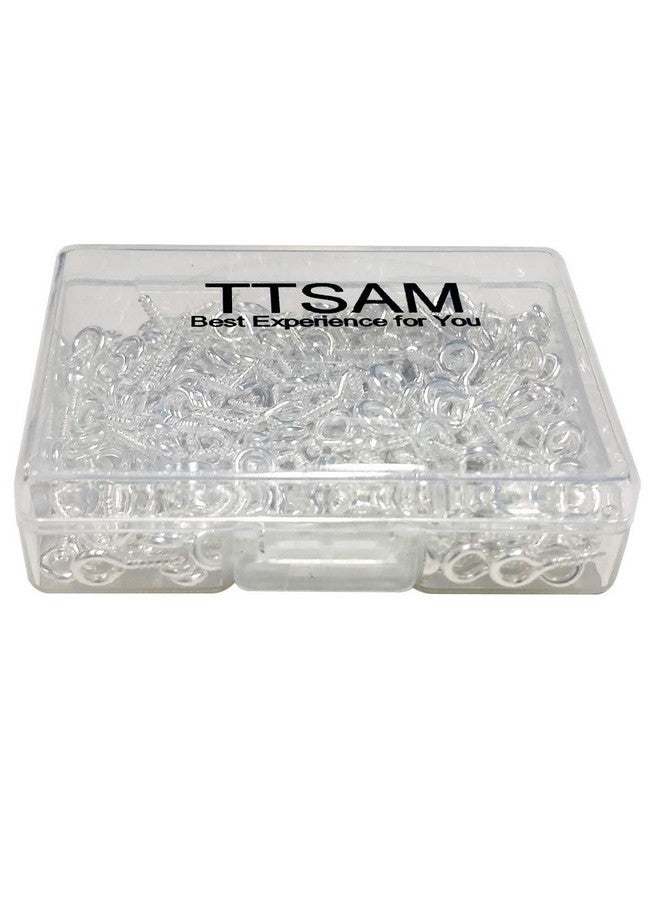 TTSAM 300Pcs Small Screw Eye Pins 10 X 5Mm Eye Pins Hooks Mini Screw Eye Pin Peg For Arts & Crafts Projects Self Tapping Screws Hooks Ring For Cork Top Bottles & Charm Bead & Diy Jewelry Making (Silver) - Image 4