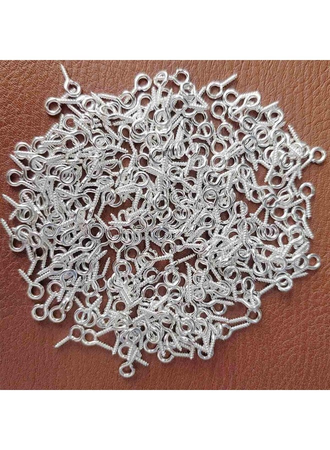 TTSAM 300Pcs Small Screw Eye Pins 10 X 5Mm Eye Pins Hooks Mini Screw Eye Pin Peg For Arts & Crafts Projects Self Tapping Screws Hooks Ring For Cork Top Bottles & Charm Bead & Diy Jewelry Making (Silver) - Image 2