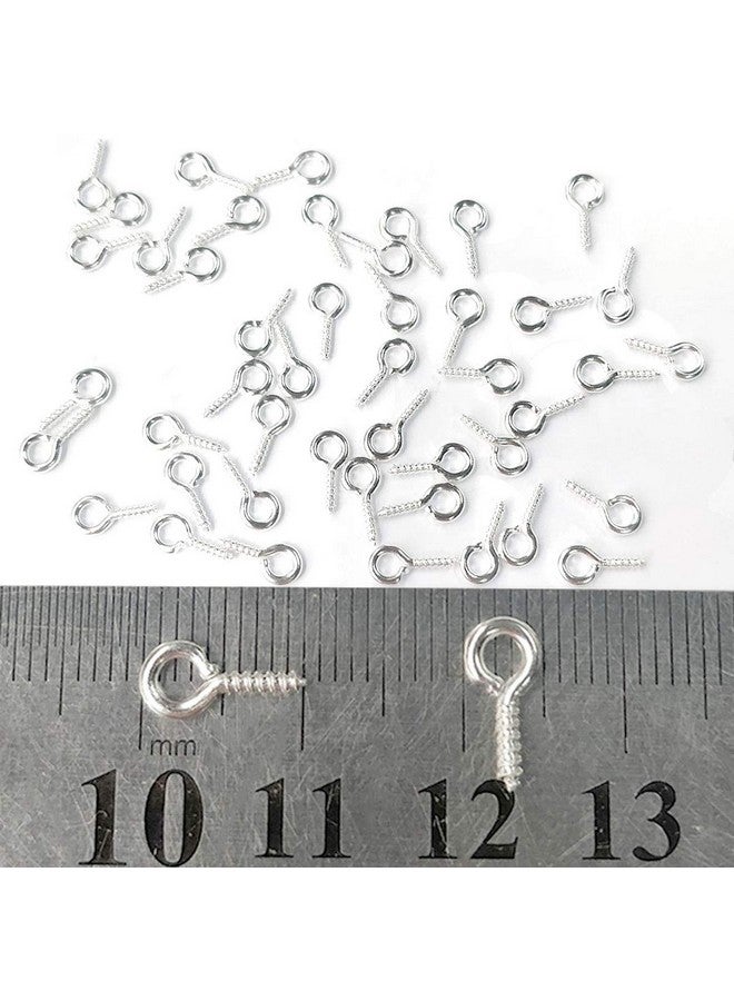 TTSAM 300Pcs Small Screw Eye Pins 10 X 5Mm Eye Pins Hooks Mini Screw Eye Pin Peg For Arts & Crafts Projects Self Tapping Screws Hooks Ring For Cork Top Bottles & Charm Bead & Diy Jewelry Making (Silver) - Image 3