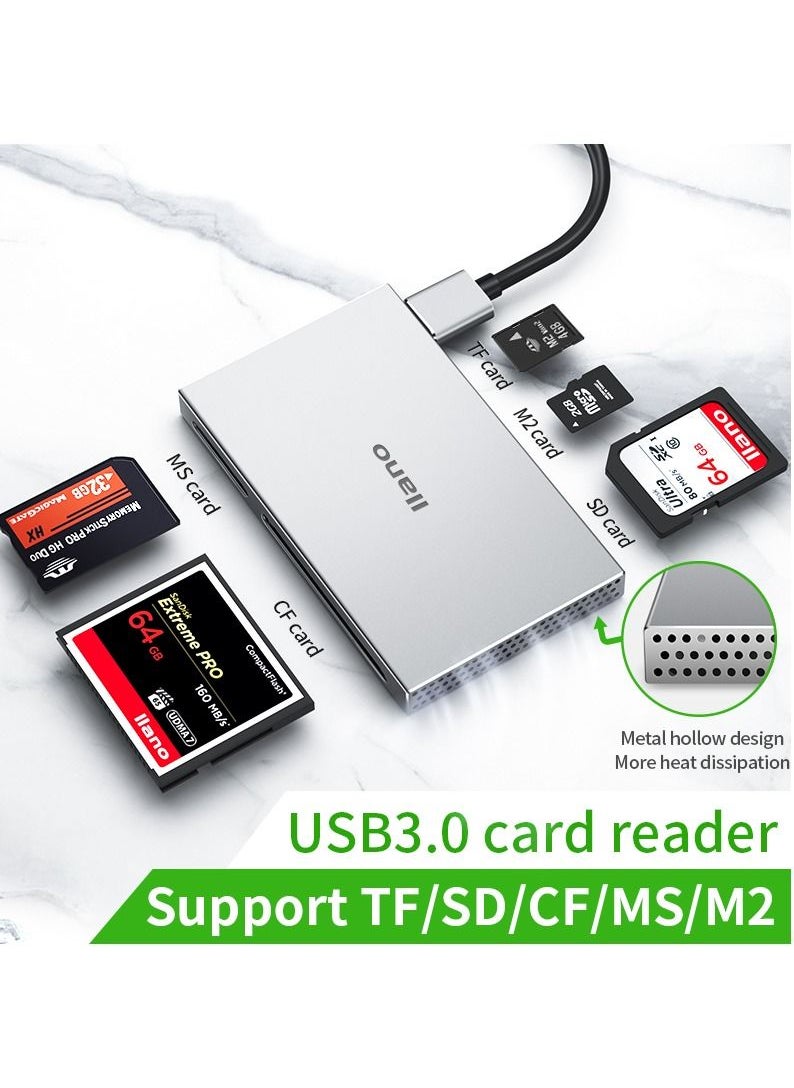 llano - USB 3.0 Card Reader Portable High-Speed 5Gbps 5-IN-1 SD, TF, CF, MS, M2 Memory Card Adapter For Laptop, iPad, PC - Image 1